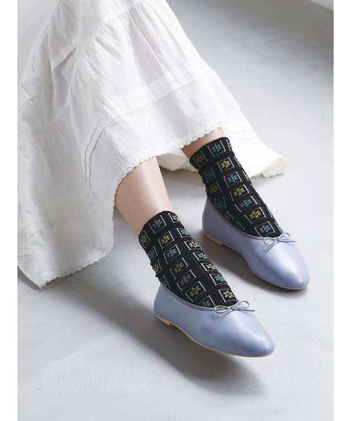 【冷感ドライ】 ブロックメッシュショートソックス