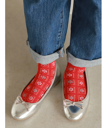 【冷感ドライ】 ブロックメッシュショートソックス