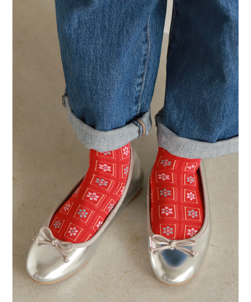 【冷感ドライ】 ブロックメッシュショートソックス