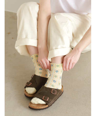 【冷感ドライ】 ブロックメッシュショートソックス