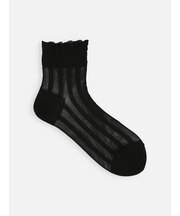 太ストライプメッシュショートソックス