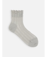 太ストライプメッシュショートソックス