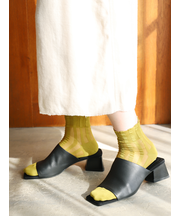 太ストライプメッシュショートソックス