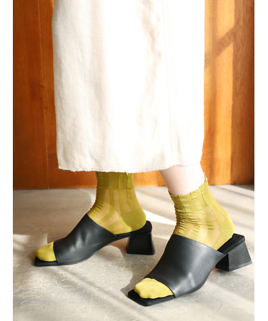 太ストライプメッシュショートソックス