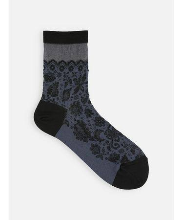 綿麻クレープレースフロートショートソックス