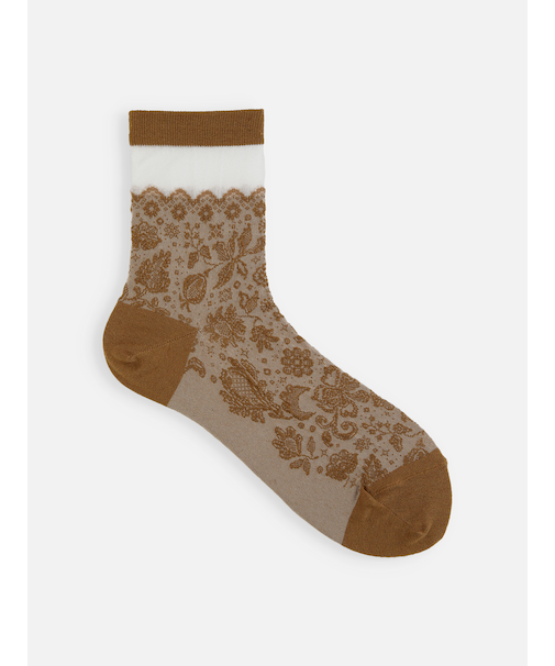 綿麻クレープレースフロートショートソックス