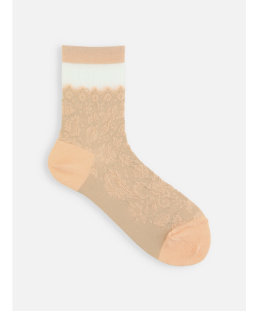 綿麻クレープレースフロートショートソックス