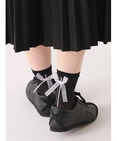 シアーリボン付きチュールショートソックス