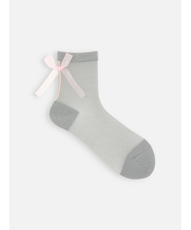 シアーリボン付きチュールショートソックス