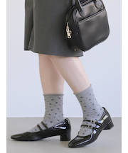 くるくるワッフル花柄ショートソックス