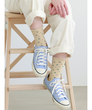 くるくるワッフル花柄ショートソックス