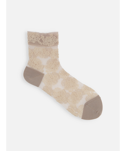 チュール牡丹柄ショートソックス