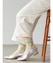 チュール牡丹柄ショートソックス