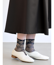 チュール牡丹柄ショートソックス