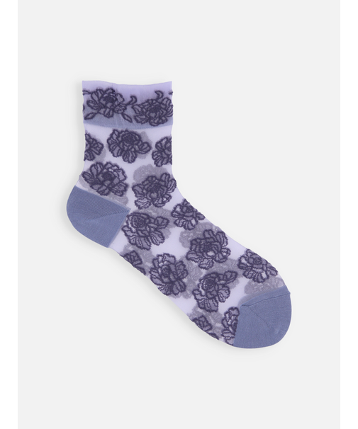 チュール牡丹柄ショートソックス