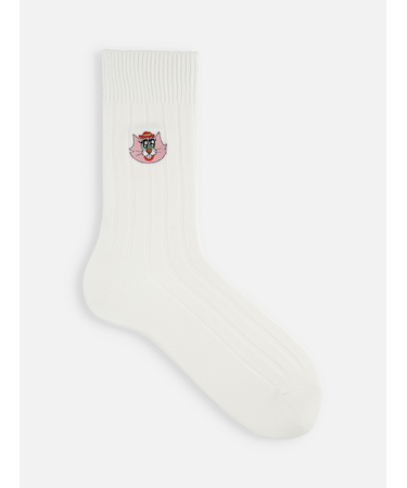 【青山哲士×靴下屋UPDATE】ネコ刺繍ソックス