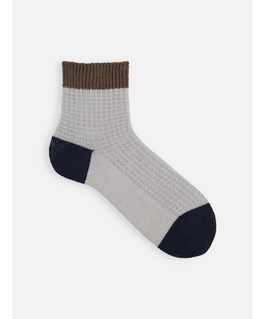 【Tabio MEN】綿麻切替ワッフルショート丈ソックス