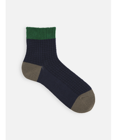 【Tabio MEN】綿麻切替ワッフルショート丈ソックス