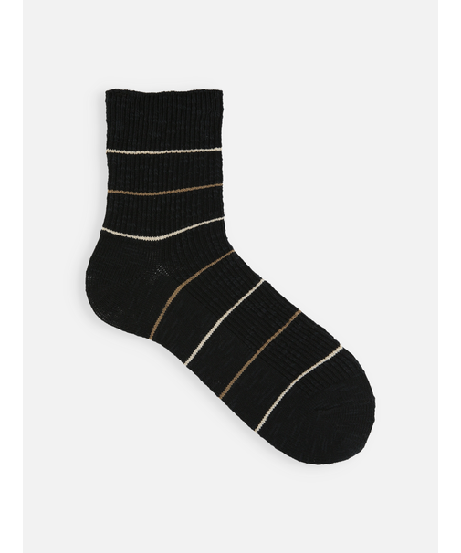 【Tabio MEN】綿麻スラブ細ボーダーロークルー丈ソックス