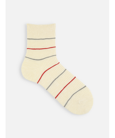 【Tabio MEN】綿麻スラブ細ボーダーロークルー丈ソックス