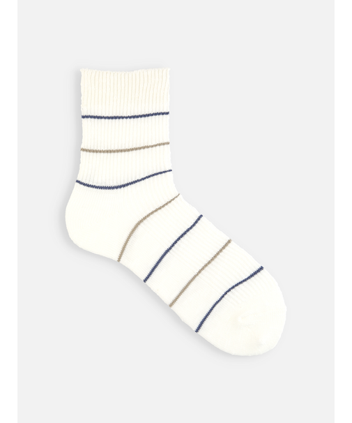 【Tabio MEN】綿麻スラブ細ボーダーロークルー丈ソックス