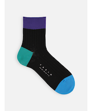 【メンズ】シルケット三面切替ショートソックス