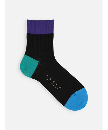 【メンズ】シルケット三面切替ショートソックス