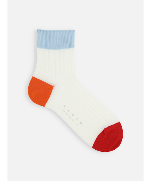 【メンズ】シルケット三面切替ショートソックス