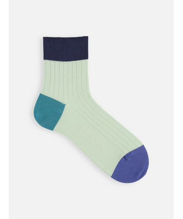 【メンズ】シルケット三面切替ショートソックス