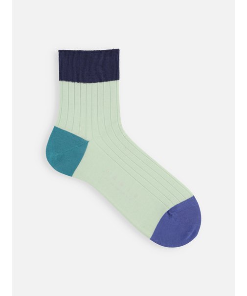 【メンズ】シルケット三面切替ショートソックス