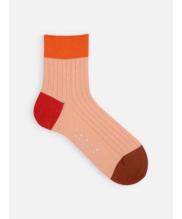 【メンズ】シルケット三面切替ショートソックス