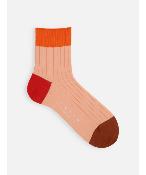 【メンズ】シルケット三面切替ショートソックス