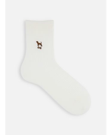 【メンズ】ワッフルdog刺繍ショートソックス