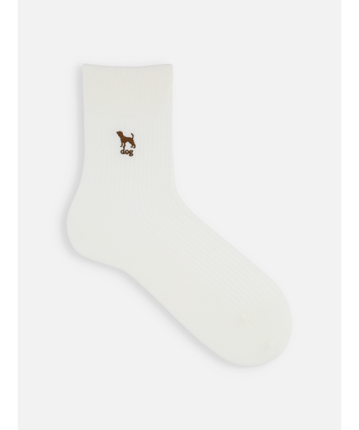 【メンズ】ワッフルdog刺繍ショートソックス