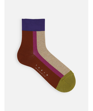 【メンズ】シルケットブロックラインショートソックス