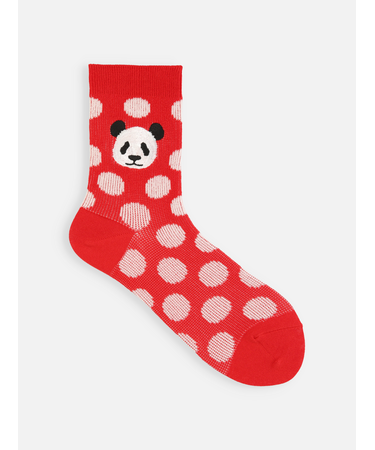 ドット刺繍パンダショートソックス