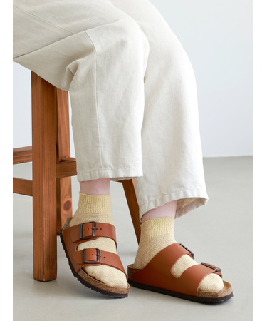 さっぱりさらさら綿麻ゴム長ショートソックス