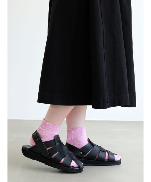 さっぱりさらさら綿麻ゴム長ショートソックス