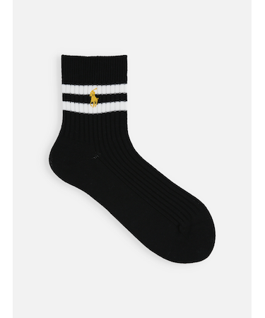 RL ポニー刺繍２本ラインショートソックス