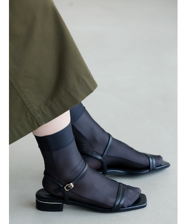 縫製シースルーショートソックス