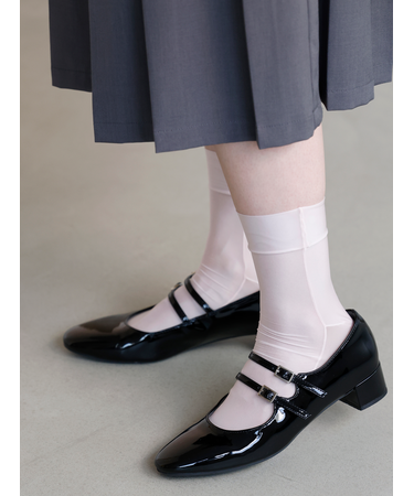 縫製シースルーショートソックス