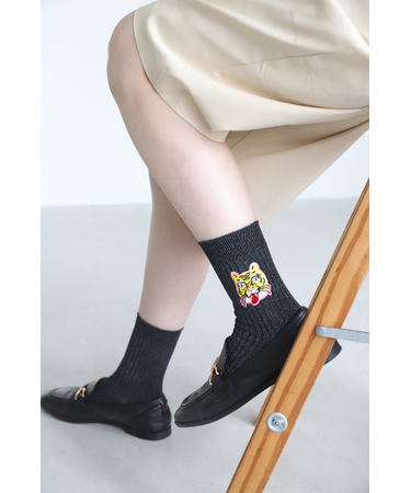 ラメ刺繍タイガーショートソックス
