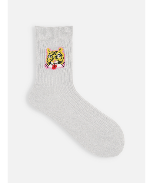 ラメ刺繍タイガーショートソックス