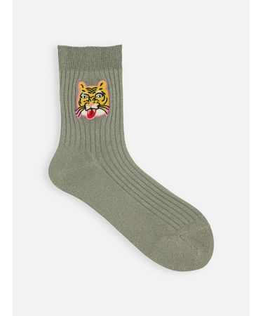 ラメ刺繍タイガーショートソックス