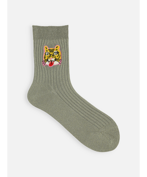 ラメ刺繍タイガーショートソックス