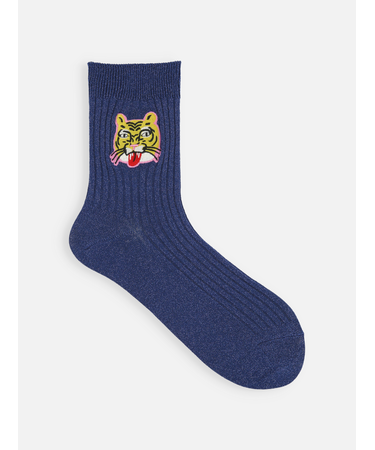 ラメ刺繍タイガーショートソックス