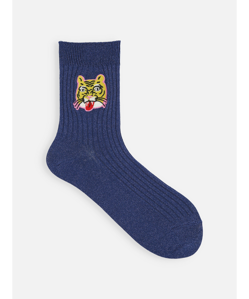 ラメ刺繍タイガーショートソックス