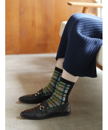 シアーフロントチェックソックス