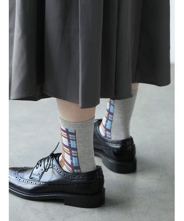 シアーフロントチェックソックス