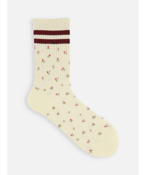 アメリブ花柄ラインソックス